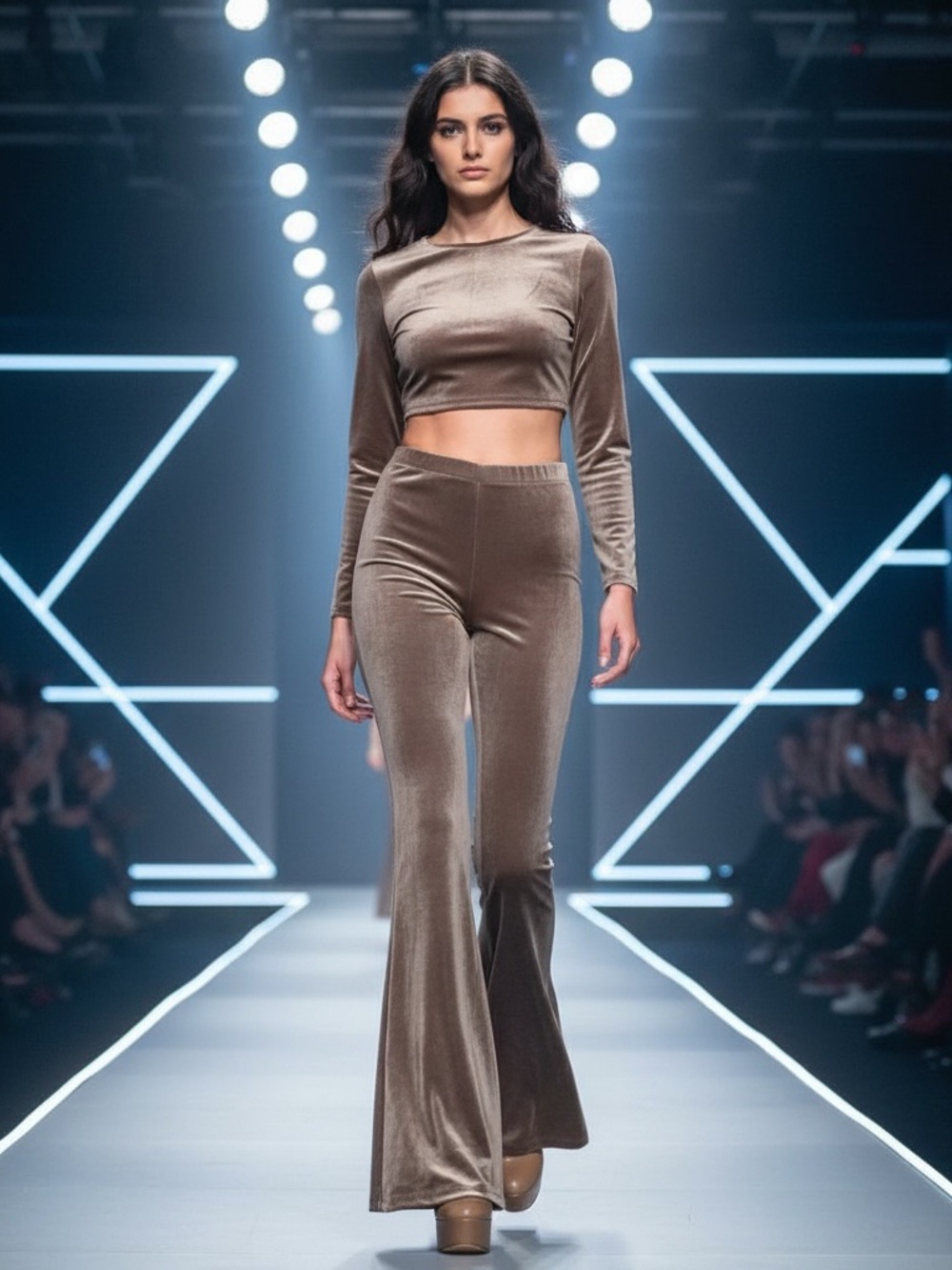 ZARA Velvet Flare Pants - New With Tags (Taupe)